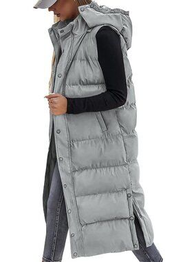 Cozy Long Puffer Vest for Women | Quilted Winter Coat with Hood, Warm & Stylish